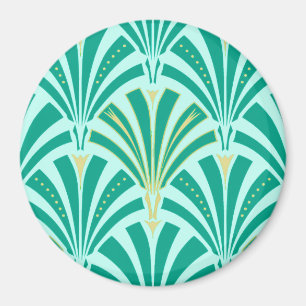 Íman Padrão do ventilador Art Deco - turquesa no aqua