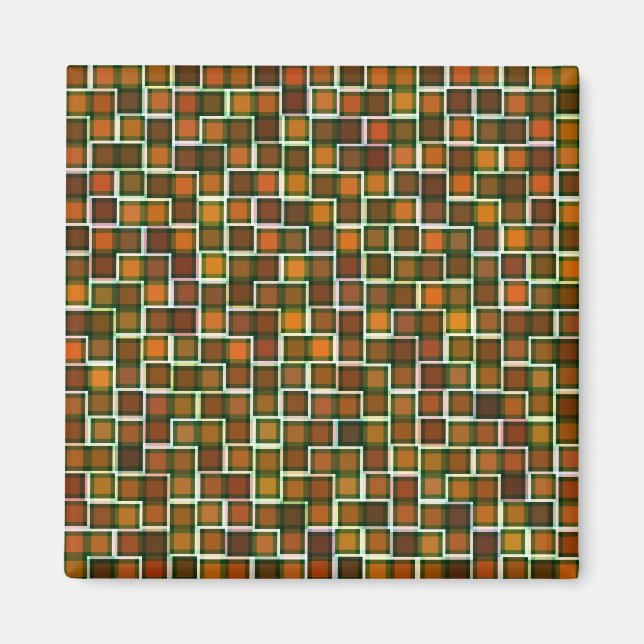 Íman Padrão dos quadrados do mosaico do tom da abstrato (Frente)