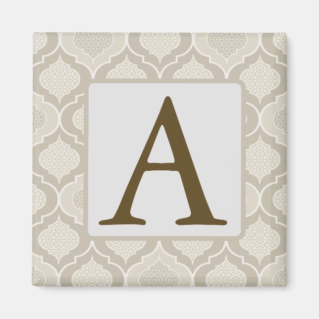 Íman Padrão Elegante de Trellis marroquina em tons neut (Frente)