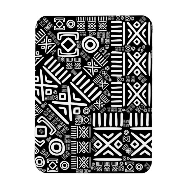 Íman Padrão étnico africano - preto e branco #6 (Vertical)