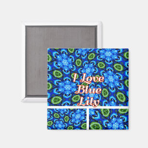 Íman Padrão Floral abstrato Azul