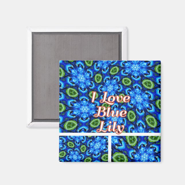 Íman Padrão Floral abstrato Azul (Front/Back)