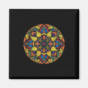 Íman Padrão Floral Abstrato de Mandala de Geometria Sag