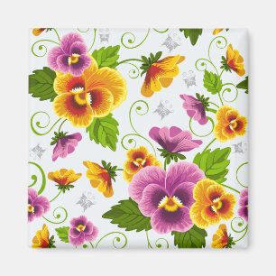 Íman Padrão floral amarelo e rosa