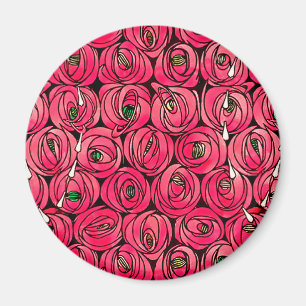 Íman Padrão Floral Art Nouveau Rosa Rennie Mackintosh