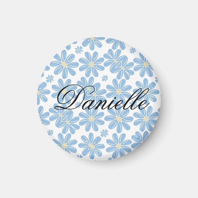 Íman Padrão Floral Azul - Ímã Personalizado (Frente)