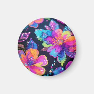 Íman Padrão Floral Brilho Neon