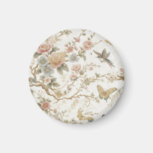 Íman Padrão Floral Chinês Vintage com Beija-flor