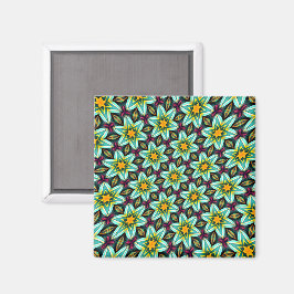 Íman Padrão Floral das Estrelas Verdes