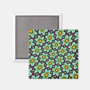 Íman Padrão Floral das Estrelas Verdes