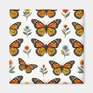 Íman Padrão Floral de Borboleta Monarca