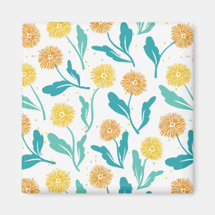 Íman Padrão Floral de Dandelion Amarelo - Inspirado na