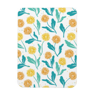 Íman Padrão Floral de Dandelion Amarelo - Inspirado na