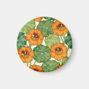 Íman Padrão Floral de Nastúrcio em Aquarela