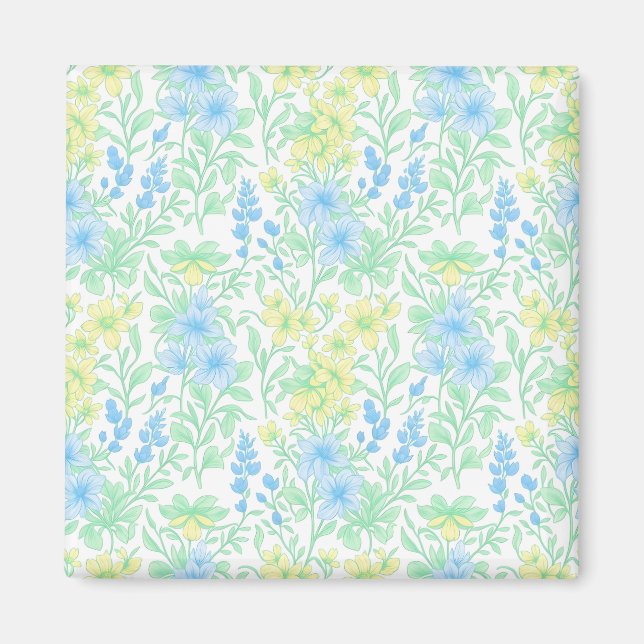 Íman Padrão Floral de Pastel Fresco (Frente)