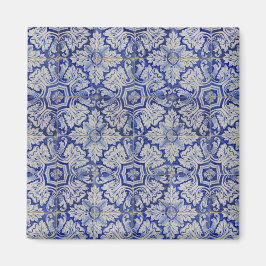 Íman Padrão Floral de Vintagem do Mediterrâneo Azul e B