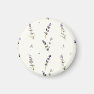 Íman Padrão Floral Delicado de Lavanda em Aquarela