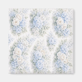 Íman Padrão Floral Elegante em Aquarela Azul Suave Bran