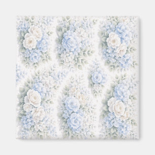 Íman Padrão Floral Elegante em Aquarela Azul Suave Bran