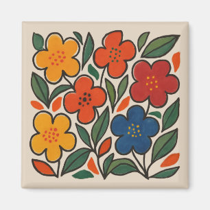 Íman Padrão Floral Estilo Retro Anos 60