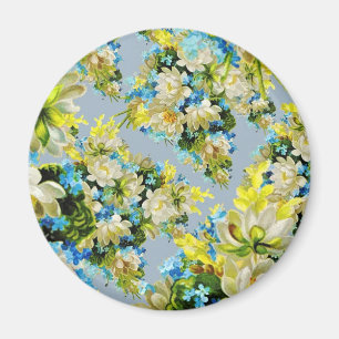 Íman Padrão Floral Flores Amarelas Vintage