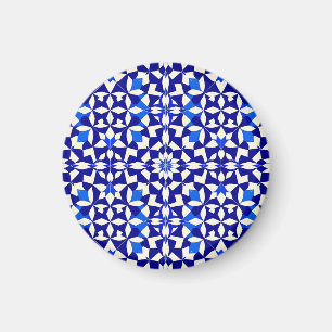 Íman Padrão Floral Geométrico Azul Marinho