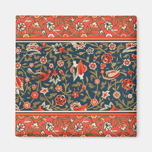 Íman Padrão Floral Indo-Persa Boêmio Vintage Vermelho