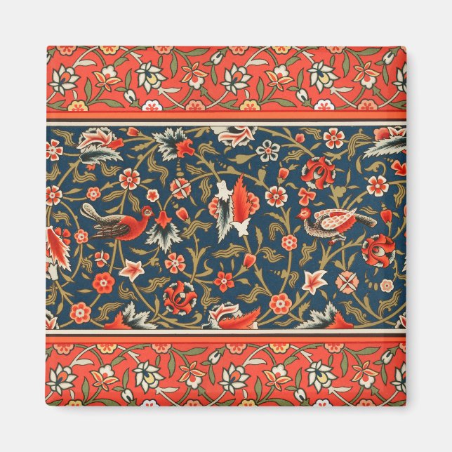 Íman Padrão Floral Indo-Persa Boêmio Vintage Vermelho (Frente)