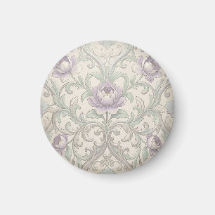 Íman Padrão Floral Ornate Peônia Lavanda Rolo de Prata