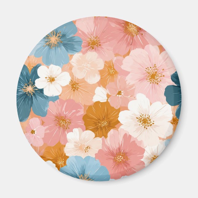 Íman Padrão Floral Pastel Bonito (Frente)