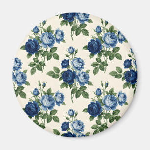 Íman Padrão Floral Rosa Azul