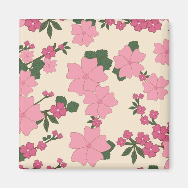 Íman Padrão Floral Rosa Bonito (Frente)