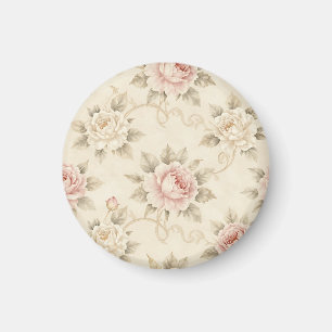 Íman Padrão Floral Rosa Damasco Rosa Vintage
