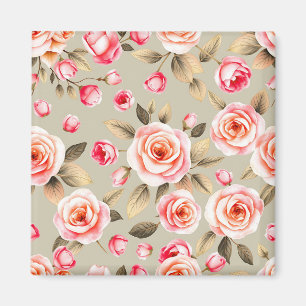 Íman Padrão Floral Rosa Romântico