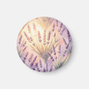 Íman Padrão Floral Roxo Lavanda em Aquarela Sonhadora
