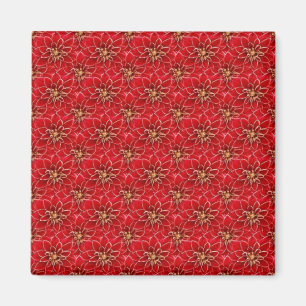 Íman Padrão Floral Vermelho Elegante