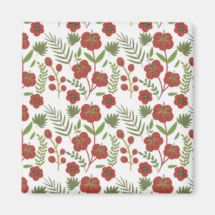 Íman Padrão floral vermelho sem costura sobre fundo bra