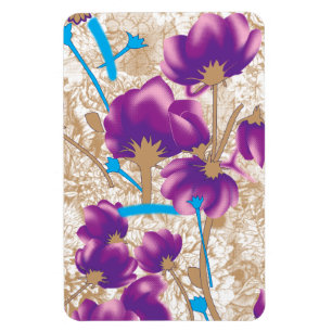 Íman Padrão floral vibrante com púrpura e azul f