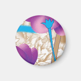 Íman Padrão floral vibrante com púrpura e azul f