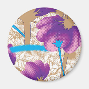 Íman Padrão floral vibrante com púrpura e azul f