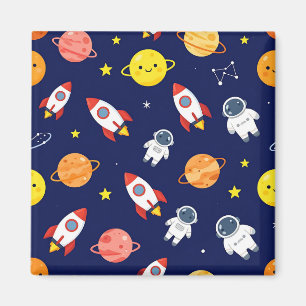 Íman Padrão Fofo de Explorador Espacial Infantil