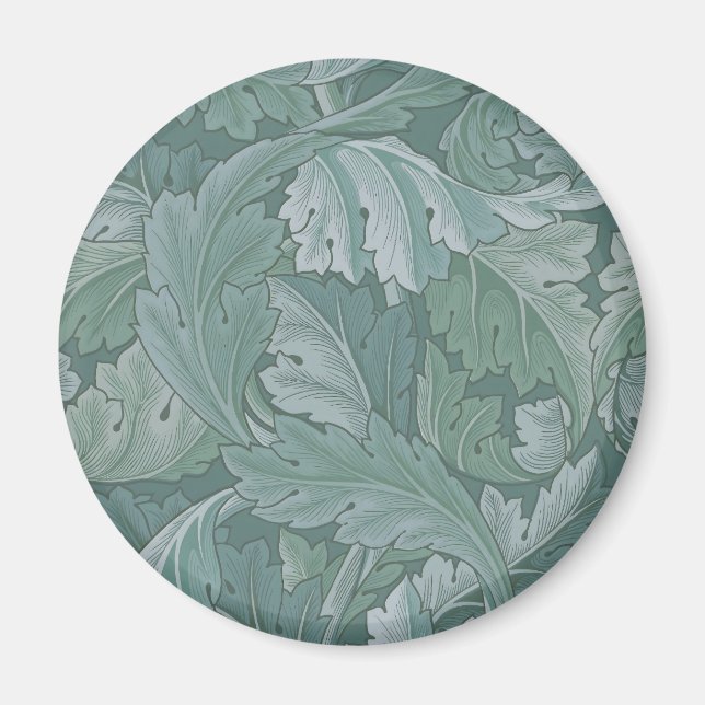 Íman Padrão Folha de Acanto Azul Teal de William Morris (Frente)
