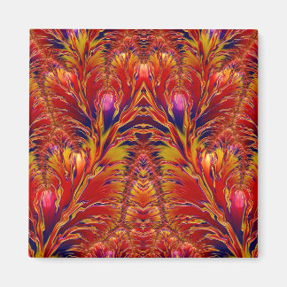 Íman Padrão Fractal Vermelho Azul Amarelo Vibrante ~