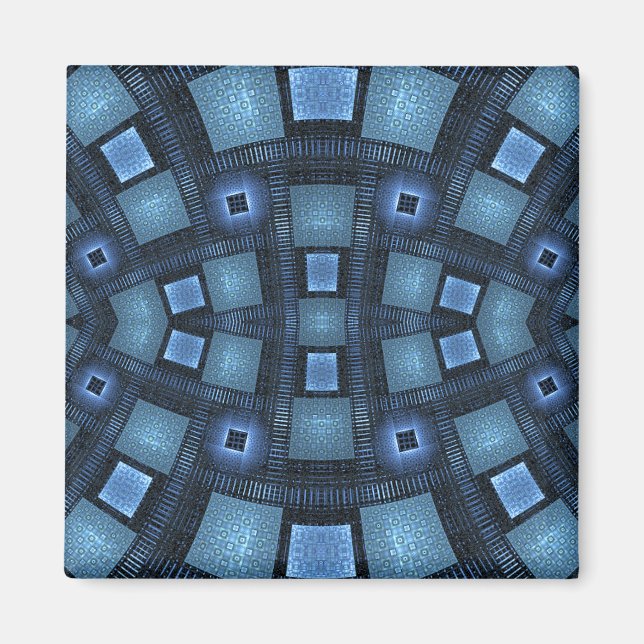 Íman Padrão Geométrico Abstrato Azul (Frente)