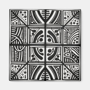 Íman Padrão Geométrico Abstrato Preto e Branco