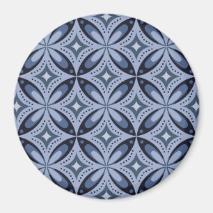 Íman Padrão Geométrico Azul Estilo Retro