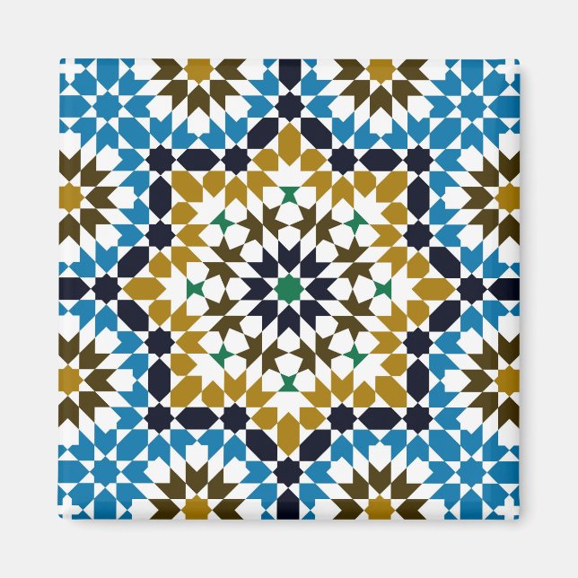Íman Padrão Geométrico Boho Tradicional Mosaico Marroqu (Frente)