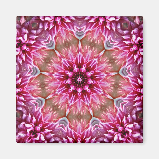 Íman Padrão Geométrico de Flor Cor-de-Rosa Mandala - 67 (Frente)