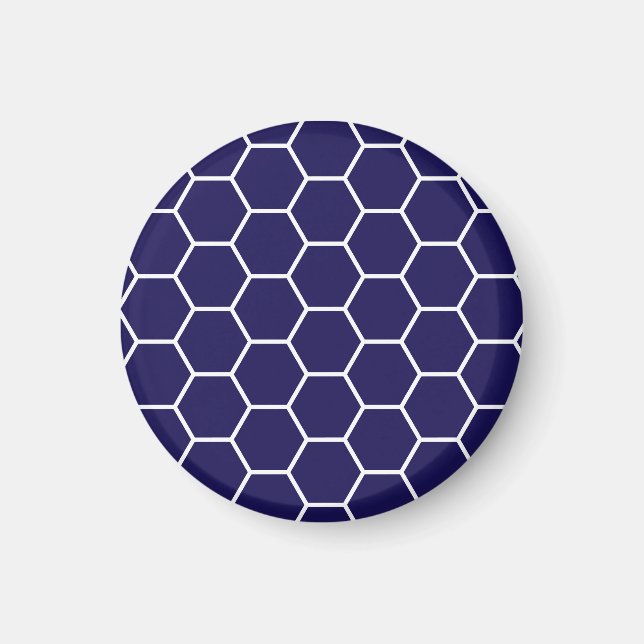 Íman Padrão Geométrico do Honeycomb Hexágono Azul-marin (Frente)