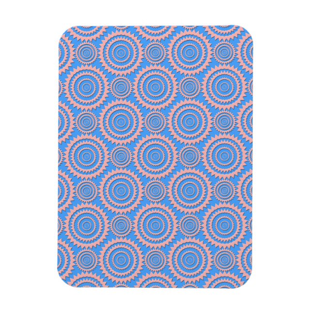 Íman Padrão Geométrico Fofo Círculos Rosa sobre Azul (Vertical)
